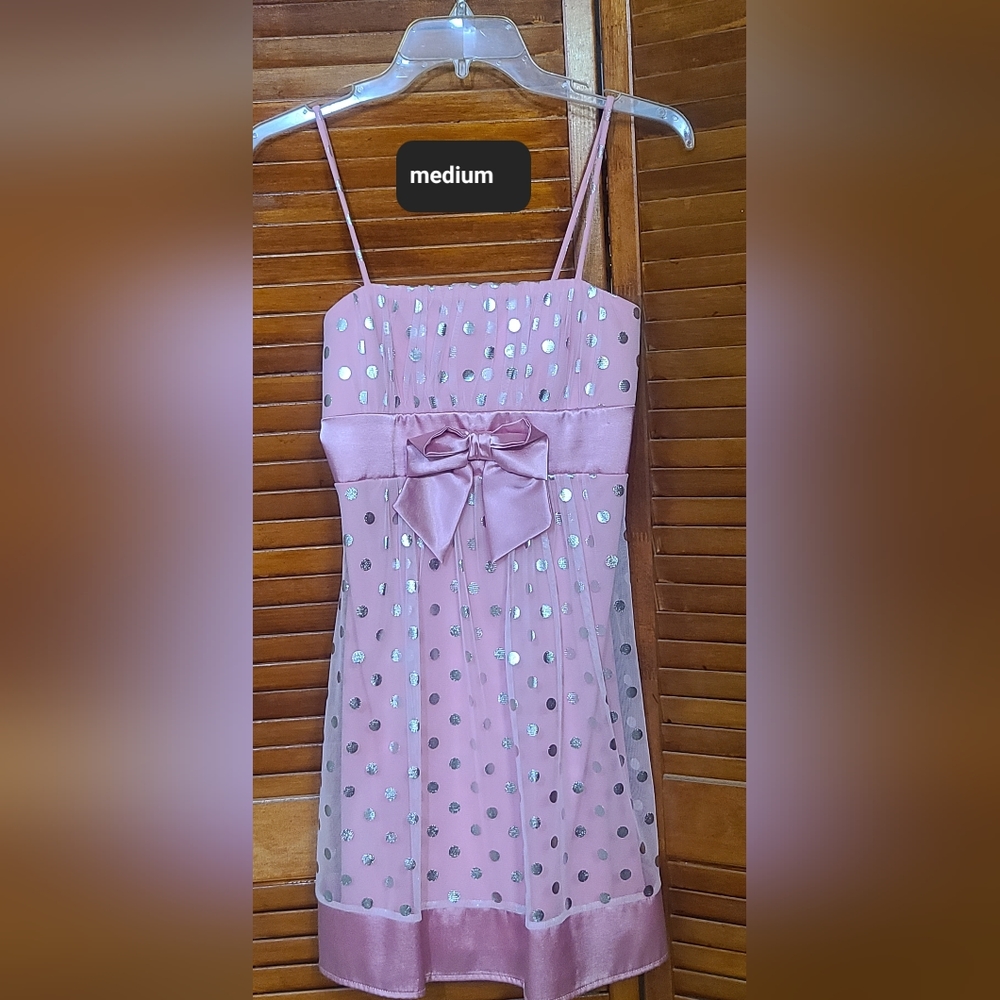 Pink polka dotted cocktail/ homecoming dress